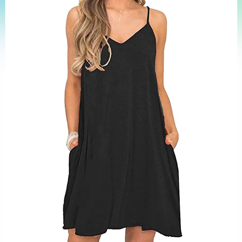 MISFAY Women's Summer Spaghetti Strap Casual Swing Tank Beach Cover Up Dress